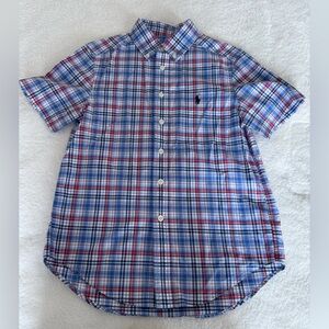 Polo Ralph Lauren boys’ Short Sleeve Plaid Button-Down Shirt - Blue/Red size 8